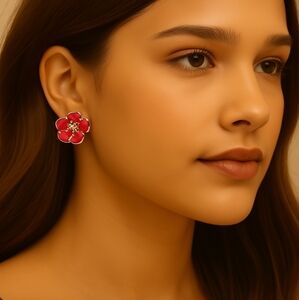 Croft & Barrow - Silver tone Pink Flower Design Stud Earrings - Women's Jewelry